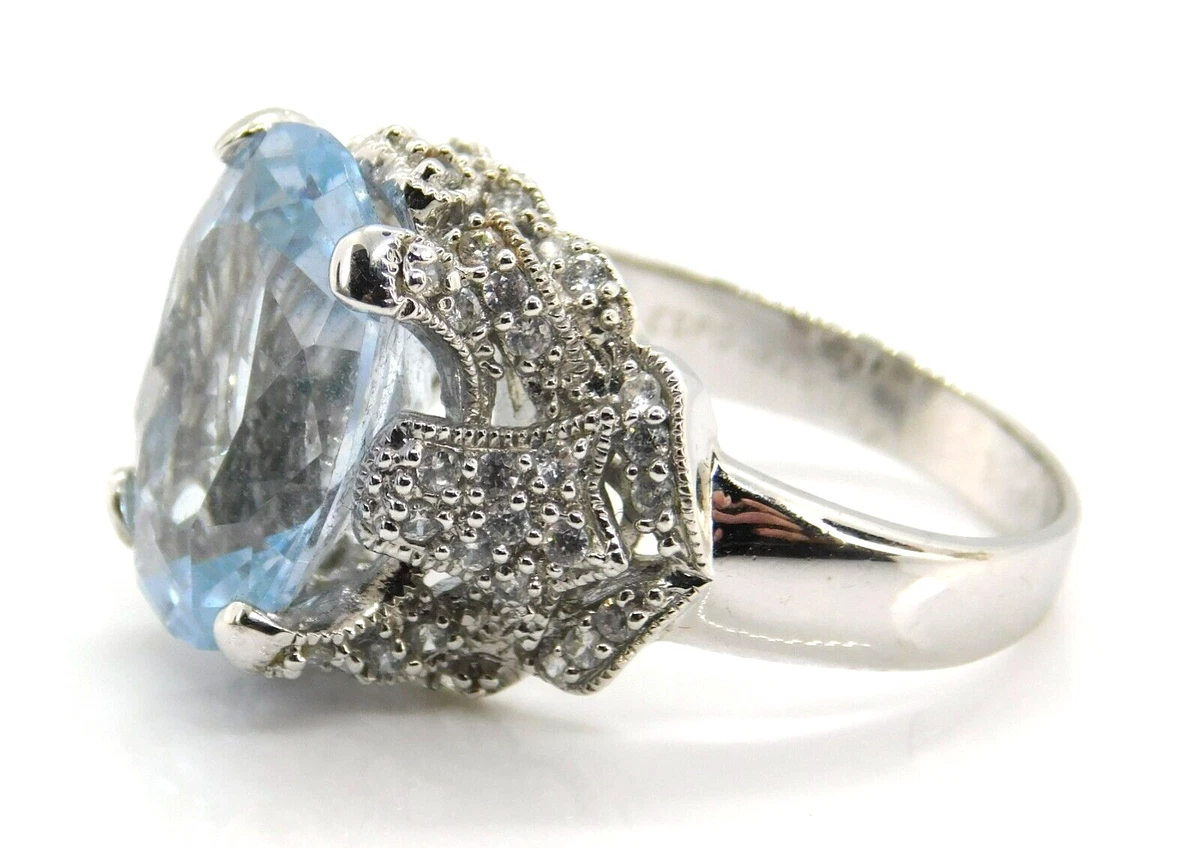 Espo Joseph Esposito 925 Sterling Silver Blue Topaz CZ Ring eBay