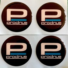 ALLOY WHEEL PFF7 PRODRIVE DOMED RESIN CENTRE CAP STICKERS X4 BLACK WHITE 60mm
