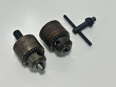 2pc RIDGID Supreme USA Model BMIA 0 - 1/4 Cap 3/8-24 THD Drill Chuck Lot w/ Key