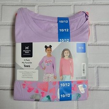 Member's Mark Girl's 2-Pack My Favorite Long Sleeve Tees Hearts Size 10/12