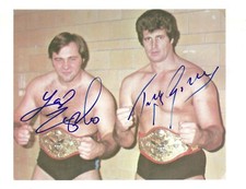 m1042  Tony Garea Larry Zbyszko   signed vintage Wrestling Photo w/COA **BONUS**