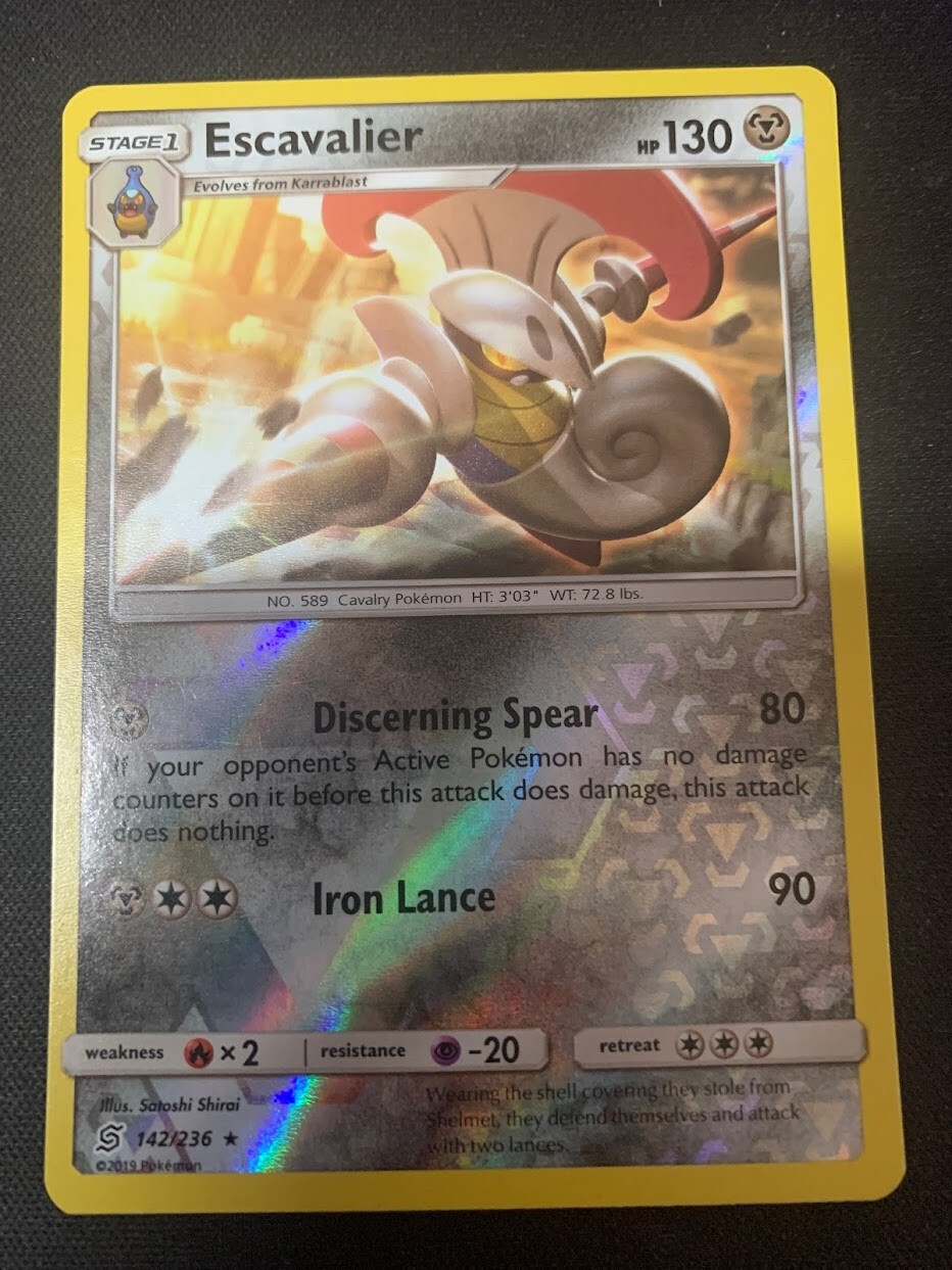 Pokemon Escavalier 142/236 Reverse Holo Rare Unified Minds Near Mint