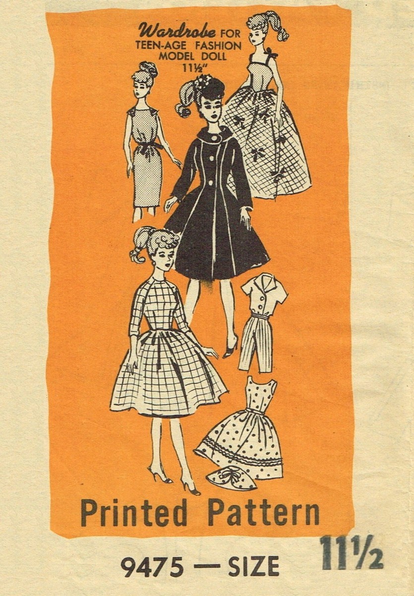 Vintage Barbie DOLL Size Patterns ~5 patterns~ Mail Order