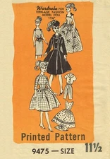 5 Vintage Barbie DOLL Size 11.5" Patterns  ~5 patterns~ Mail Order