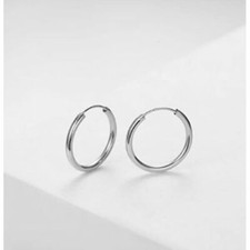 925 Sterling Silver Small Endless 8mm Thin Round Cartilage Ear Hoop Earrings
