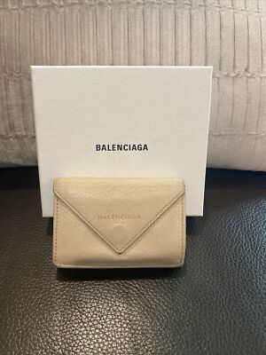 AUTH BALENCIAGA PAPIER MINI TRI-FOLD COMPACT LEATHER WALLET 