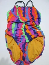 Dolfin Uglies Womens Size M One Piece Swimsuit Blue Wireless Unlined Open Back