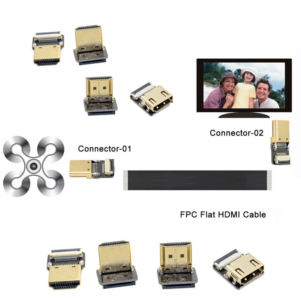 Xiwai FPC Cinta Plana HDMI Cable de Video CYFPV Micro HDMI Video Mini 1080P Foto 3 de 4