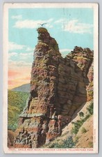 1927 Postcard Eagle Nest Rock Gardiner Canyon Yellowstone Park Montana