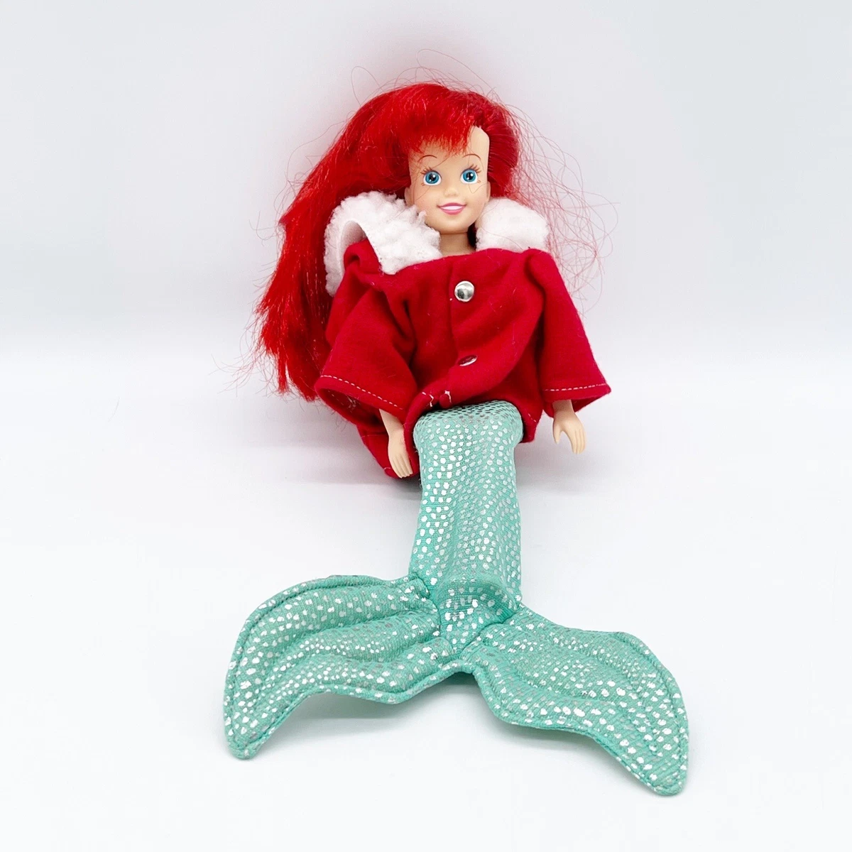 Disney The Little Mermaid Ariel Doll 9 Removable Mermaid Tail Red Holiday Coat