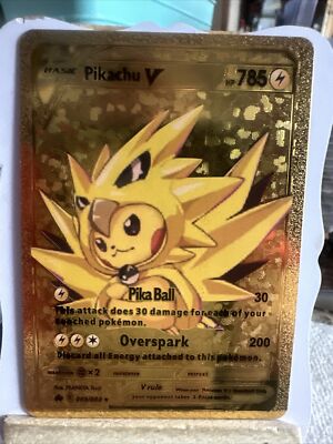 Pikachu V Gold Foil 💥Fan Art💥Card Pika Ball NM | eBay