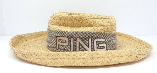 Vintage PING Natural Straw Golf Hat by 