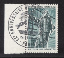 timbre France 1965 Y&T n°1447 40c 20è anniversaire retour déportés ob. 1er jour