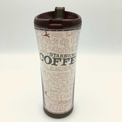 Starbucks Travel Mug 16 oz Coffee Cup 2008 Coffee Drink Names 473 mL