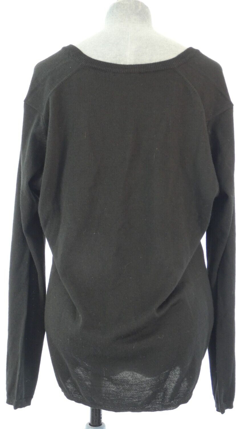 Women Jumper CARRERA Jeans Black Blouse Knit Merino Wool V Neck Top Size XL BNWT image 6