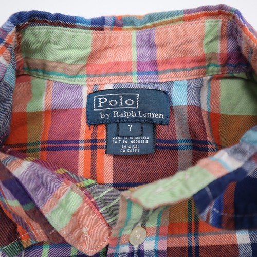 Polo Ralph Lauren Plaid Striped Long Sleeve Dress Shirt Boys Size 7 Vintage - Picture 3 of 7