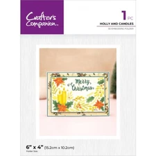 Crafter's Companion 3D Embossing Folder Holly And Candles