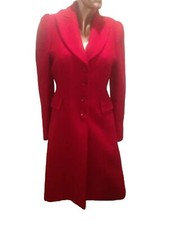 Moschino Cheap And Chic Red Coat With Red Heart Buttons Size 12