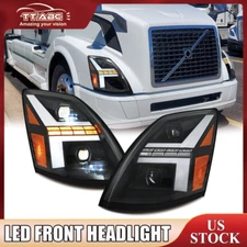 Pair For Volvo VNL VN VNM 2004-2018 LED Projector Headlights Dual Beam Assembly