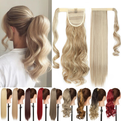 Pferdeschwanz Haarverlängerung Clip-in, 43 Cm Wellig Mittelblond – Synthetisch & Hitzebeständig