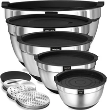 Umite Chef Mixing Bowls with Airtight Lids, 8PCS Stainless Steel Nesting Mixing 