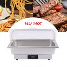 14L Elektrischer Chafing Dish Edelstahl Buffet Speisenwärmer mit Speisetablett & Clip