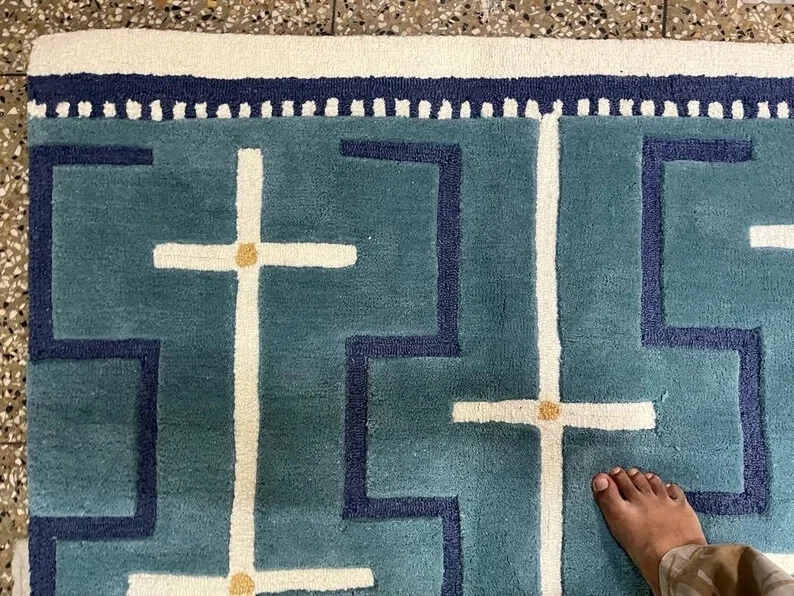 Hand Tufted Berry Rain Wool Area Rug Wool 85% Wool For Bedroom living 4X9,5x8, - Image 2 of 4