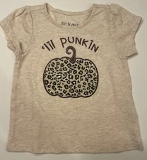 NWT Toddler Girls Dot & Zazz Lil’ PUMPKIN Leopard Print Tan Shirt 4T