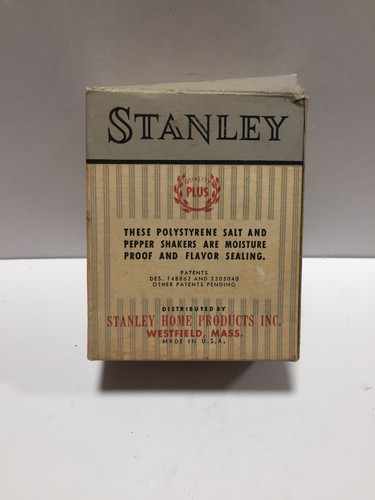 STANLEY BALL POINT Atomic Salt & Pepper Shakers Mid Century ivory cream w/ Box - Picture 5 of 11