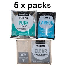 5 Packs x Still Spirits Triple Pack - Pure Turbo Yeast, Turbo Cear, Turbo Carbon