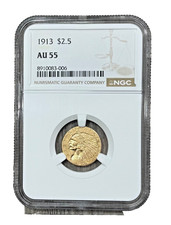 1913 P $2.5 Gold Indian Head Quarter Eagle, NGC AU 55
