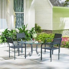 Image of Garden Dining Chairs Armrests Outdoor 4Seater Armchair Unit Patio Rattan Seat