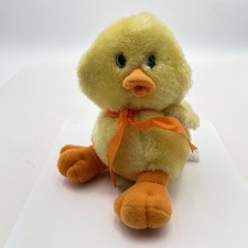 VINTAGE 1980's Easter Pets YELLOW CHICK 6" Plush STUFFED ANIMAL Toy No Sound