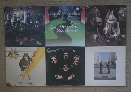 Lot of 6 Classic Rock vinyl record albums AC/DC Led Zeppelin Pink Floyd Queen