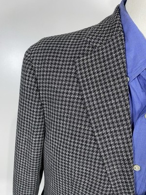 Recent Lubiam 54R 44R Wool Linen Gray Black Check Sport Coat Jacket Blazer