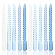 Gradient Blue Spiral Twisted Unscented Taper Candles 10 In 10 Pack Set