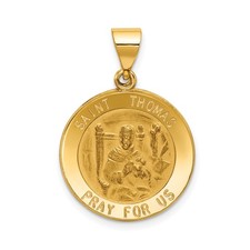 14k Yellow Gold Saint Thomas Medal Pendant Christian Catholic Charm for Men Wome
