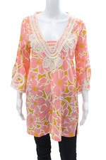 J Crew Womens Cotton Floral Embroidered Long Sleeve Mini Dress Pink Size S