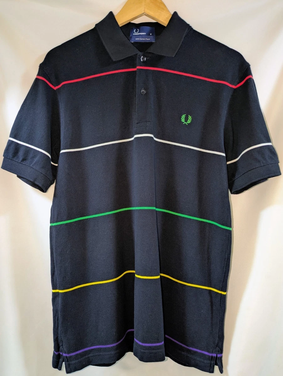 Fred Perry Polo Rayas Negro Multicolor Y2K M M8260