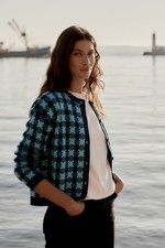 Seasalt Women's Regular Kensa Organic Cotton Checked Cardigan Circlet Maritime E