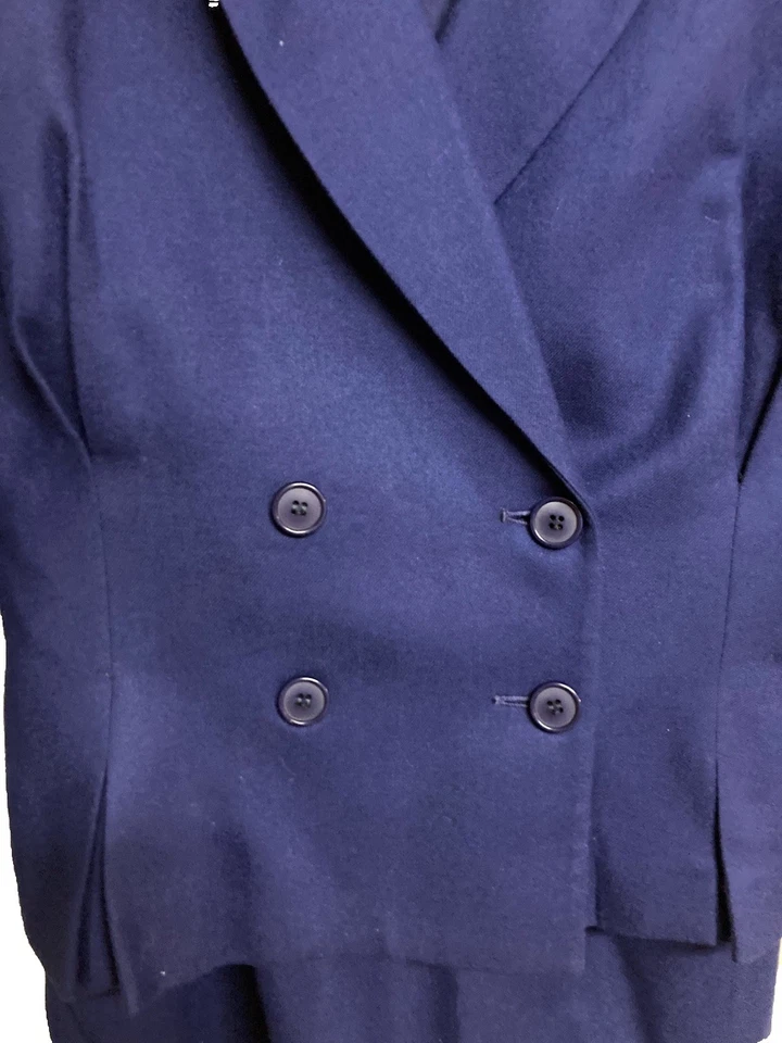 Conjunto de traje falda lápiz Christian Dior de colección para mujer doble pecho azul talla 8 DEFECTOS Foto 4 de 4