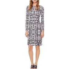 Tory Burch Earl Grey Symphony Silk Brushstroke Keyhole Dress Size XS