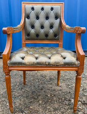 Leather Chesterfield Tufted Desk Chair Vintage Louis XVI Style FREE Delivery 🚚