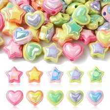 Acrylic Heart Star Beads - 50pcs Variety for DIY Jewelry Projects