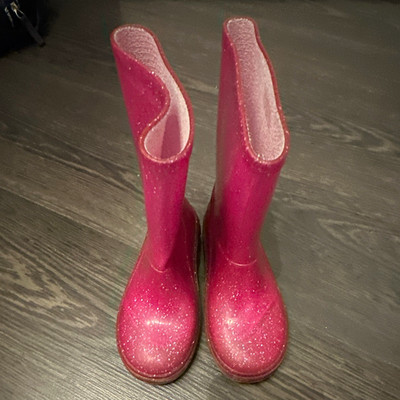 Mädchen Gummistiefel Rosa mit Glitzer wasserfest EU 27 wadenlang Schlupf