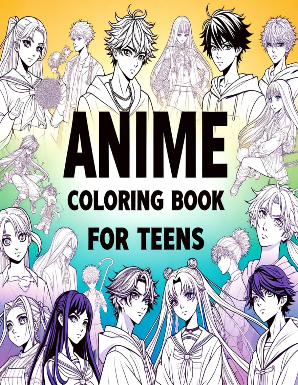 Anime Coloring Book For Teens: 50 Pages Of Japanese Anime Characters and Scenes