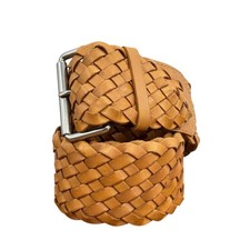 GAP Wide Woven Leather Belt Womens S Tan Braided Boho Casual Hippie Cottagecore