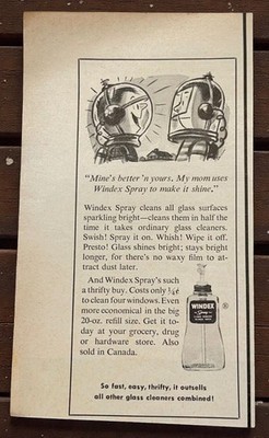 Windex Cleaning Spray Vintage Print Ad 1950s Mid Century Household Cleaners