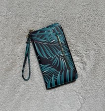 Steve Madden Women  s Tropical Print Zip Wristlet Wallet w/ Wrist Strap, Cards