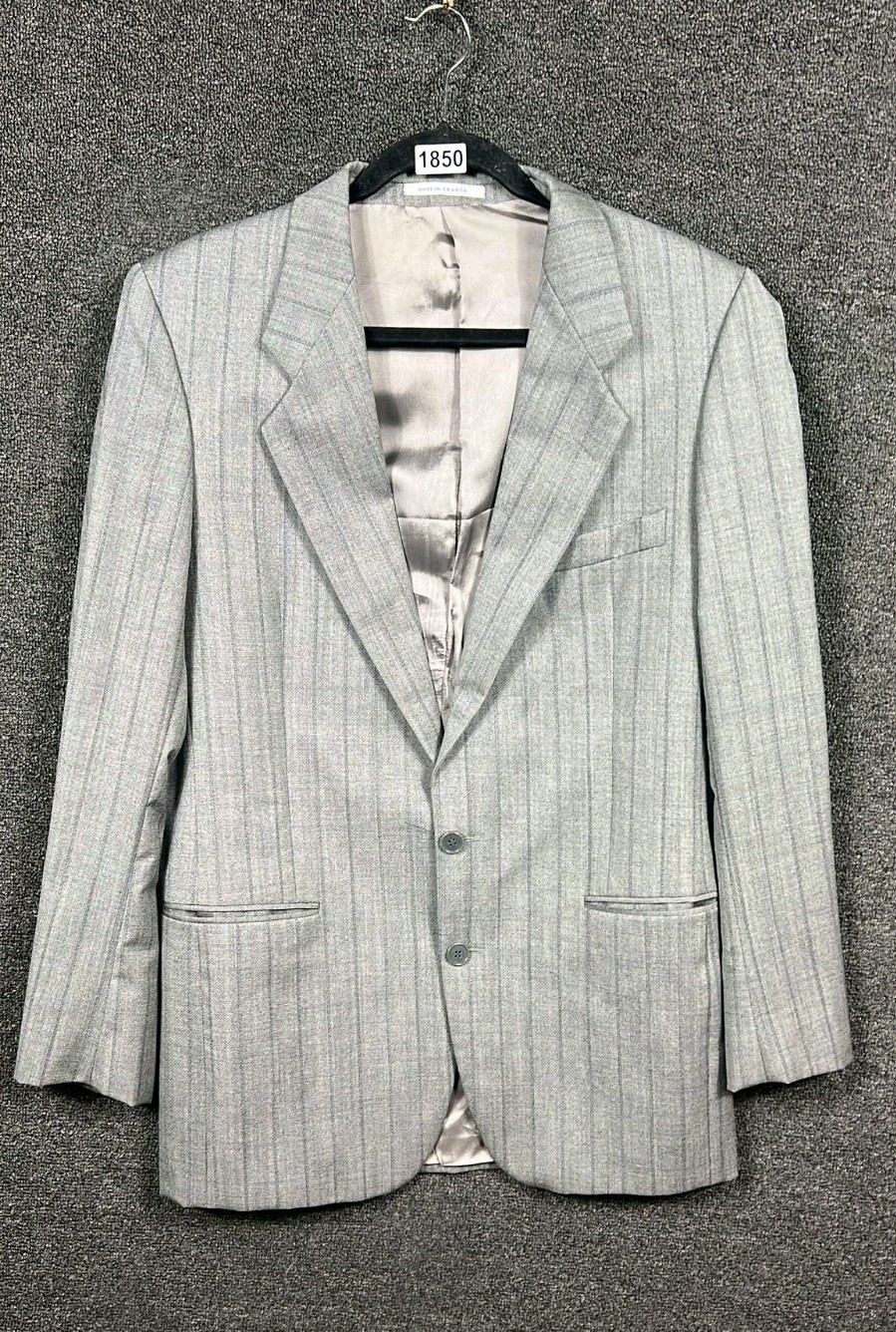 Giacca blazer uomo Yves Saint Laurent lana a righe taglia 42 grigio due bottoni *LEGGI